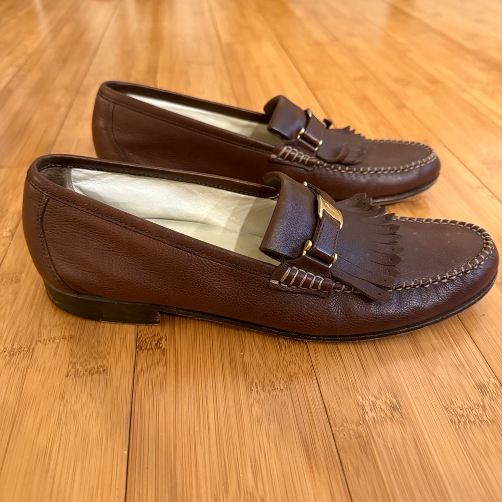 Salvatore Ferragamo Women’s Vintage Brown Leather Tassel Penny Loafers